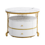 Elegant 2-piece, white coffee table set in nest shape, 60*60*46cm & 50*50* 30.8cm, round tables with - Image 13