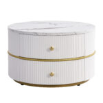 Elegant 2-piece, white coffee table set in nest shape, 60*60*46cm & 50*50* 30.8cm, round tables with - Image 16