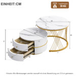 Elegant 2-piece, white coffee table set in nest shape, 60*60*46cm & 50*50* 30.8cm, round tables with - Image 48
