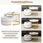 Elegant 2-piece, white coffee table set in nest shape, 60*60*46cm & 50*50* 30.8cm, round tables with - Image 51