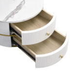 Elegant 2-piece, white coffee table set in nest shape, 60*60*46cm & 50*50* 30.8cm, round tables with - Image 59
