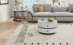 Elegant 2-piece, white coffee table set in nest shape, 60*60*46cm & 50*50*31cm, round tables with hi - Image 7