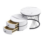 Elegant 2-piece, white coffee table set in nest shape, 60*60*46cm & 50*50*31cm, round tables with hi - Image 11