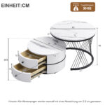 Elegant 2-piece, white coffee table set in nest shape, 60*60*46cm & 50*50*31cm, round tables with hi - Image 23