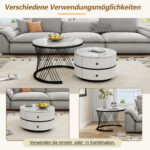 Elegant 2-piece, white coffee table set in nest shape, 60*60*46cm & 50*50*31cm, round tables with hi - Image 34