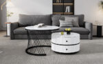 Elegant 2-piece, white coffee table set in nest shape, 60*60*46cm & 50*50*31cm, round tables with hi - Image 6