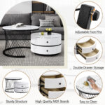 Elegant 2-piece, white coffee table set in nest shape, 60*60*46cm & 50*50*31cm, round tables with hi - Image 55