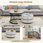 Elegant 2-piece, white coffee table set in nest shape, 60*60*46cm & 50*50*31cm, round tables with hi - Image 57