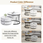 Elegant 2-piece, white coffee table set in nest shape, 60*60*46cm & 50*50*31cm, round tables with hi - Image 59