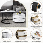 Elegant 2-piece, white coffee table set in nest shape, 60*60*46cm & 50*50*31cm, round tables with hi - Image 64