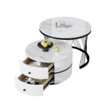 Elegant 2-piece, white coffee table set in nest shape, 60*60*46cm & 50*50*31cm, round tables with hi - Image 66