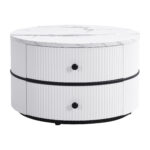 Elegant 2-piece, white coffee table set in nest shape, 60*60*46cm & 50*50*31cm, round tables with hi - Image 69