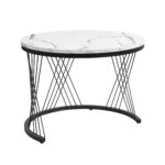 Elegant 2-piece, white coffee table set in nest shape, 60*60*46cm & 50*50*31cm, round tables with hi - Image 70