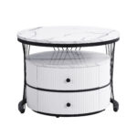 Elegant 2-piece, white coffee table set in nest shape, 60*60*46cm & 50*50*31cm, round tables with hi - Image 72