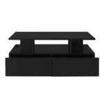 Modern high-gloss coffee table with LED lighting and 2 drawers – Stylish 90x55x41 cm side table with - Image 14