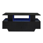 Modern high-gloss coffee table with LED lighting and 2 drawers – Stylish 90x55x41 cm side table with - Image 29
