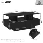Modern high-gloss coffee table with LED lighting and 2 drawers – Stylish 90x55x41 cm side table with - Image 34