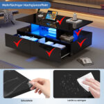 Modern high-gloss coffee table with LED lighting and 2 drawers – Stylish 90x55x41 cm side table with - Image 40