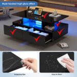 Modern high-gloss coffee table with LED lighting and 2 drawers – Stylish 90x55x41 cm side table with - Image 41