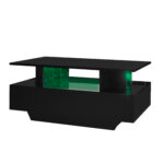 Modern high-gloss coffee table with LED lighting and 2 drawers – Stylish 90x55x41 cm side table with - Image 42
