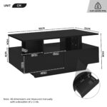 Modern high-gloss coffee table with LED lighting and 2 drawers – Stylish 90x55x41 cm side table with - Image 43