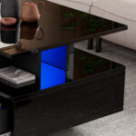 Modern high-gloss coffee table with LED lighting and 2 drawers – Stylish 90x55x41 cm side table with - Image 49