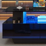 Modern high-gloss coffee table with LED lighting and 2 drawers – Stylish 90x55x41 cm side table with - Image 56
