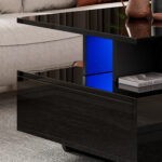 Modern high-gloss coffee table with LED lighting and 2 drawers – Stylish 90x55x41 cm side table with - Image 58