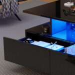 Modern high-gloss coffee table with LED lighting and 2 drawers – Stylish 90x55x41 cm side table with - Image 63