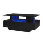 Modern high-gloss coffee table with LED lighting and 2 drawers – Stylish 90x55x41 cm side table with - Image 91