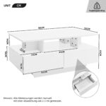 Modern high-gloss coffee table with LED lighting and 2 drawers – Stylish 90x55x41 cm side table with - Image 10