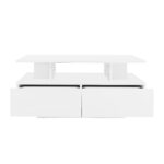 Modern high-gloss coffee table with LED lighting and 2 drawers – Stylish 90x55x41 cm side table with - Image 21
