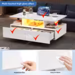 Moderný konferenčný stolík s vysokým leskom, LED osvetlením a 2 zásuvkami – štýlový bočný stolík s rozmermi 90 x 55 x 41 cm s – Obrázok 24