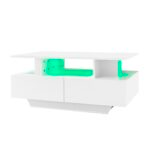 Modern high-gloss coffee table with LED lighting and 2 drawers – Stylish 90x55x41 cm side table with - Image 43
