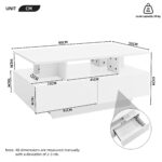 Modern high-gloss coffee table with LED lighting and 2 drawers – Stylish 90x55x41 cm side table with - Image 63