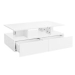 Modern high-gloss coffee table with LED lighting and 2 drawers – Stylish 90x55x41 cm side table with - Image 77