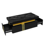 Modern rectangular coffee table with high-gloss top and 2 wooden drawers, LED lighting - Image 14
