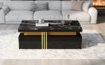 Modern rectangular coffee table with high-gloss top and 2 wooden drawers, LED lighting - Image 17