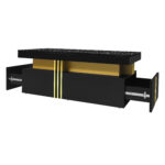 Modern rectangular coffee table with high-gloss top and 2 wooden drawers, LED lighting - Image 2