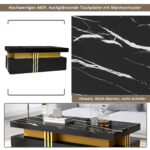 Modern rectangular coffee table with high-gloss top and 2 wooden drawers, LED lighting - Image 27