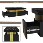 Modern rectangular coffee table with high-gloss top and 2 wooden drawers, LED lighting - Image 31