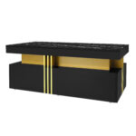 Modern rectangular coffee table with high-gloss top and 2 wooden drawers, LED lighting - Image 5