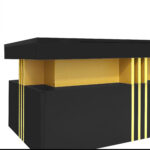 Modern rectangular coffee table with high-gloss top and 2 wooden drawers, LED lighting - Image 7