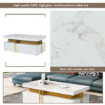 Modern rectangular coffee table with high-gloss top and 2 wooden drawers, LED lighting - Image 21