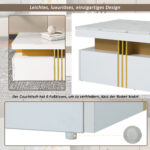 Modern rectangular coffee table with high-gloss top and 2 wooden drawers, LED lighting - Image 25