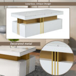 Modern rectangular coffee table with high-gloss top and 2 wooden drawers, LED lighting - Image 30