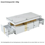 Modern rectangular coffee table with high-gloss top and 2 wooden drawers, LED lighting - Image 53