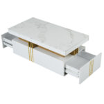 Modern rectangular coffee table with high-gloss top and 2 wooden drawers, LED lighting - Image 57