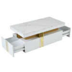 Modern rectangular coffee table with high-gloss top and 2 wooden drawers, LED lighting - Image 6