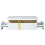 Modern rectangular coffee table with high-gloss top and 2 wooden drawers, LED lighting - Image 7
